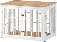 Vista 21 de Mueble de jaula de perro resistente de 26 pulgadas para perros pequeños, mesa auxiliar decorativa para casa de mascotas, muebles de madera para Negro