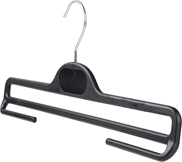 The Hanger Store 20 Black Plastic Coat Hangers with Bar for Trousers-Choose Pack Size & Colour