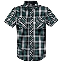 Brandit Roadstar Shirt Short Sleeve Camicia, Bianco/Nero/Foglia di tè