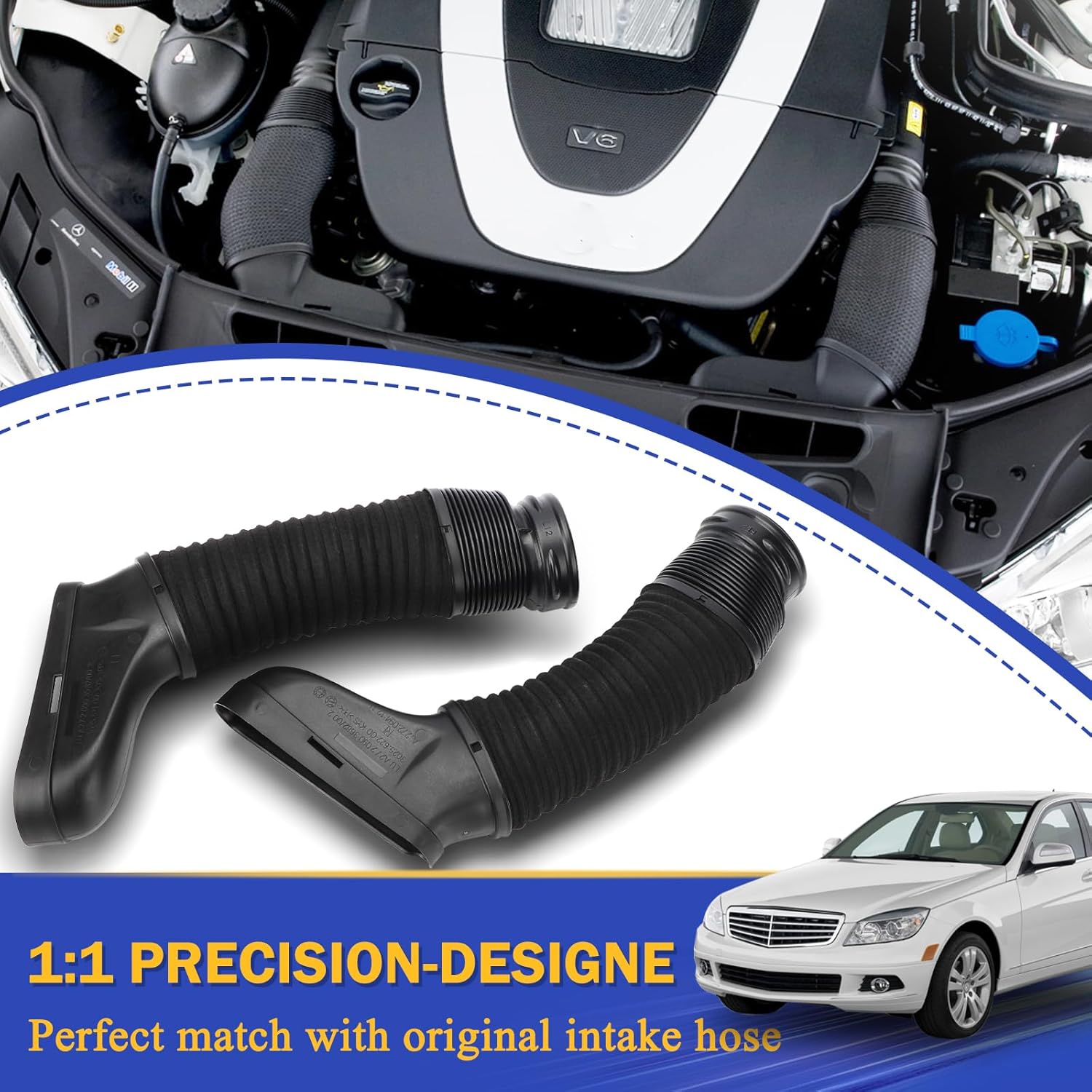 2720903582 & 2720903682 Air Intake Inlet Duct Hose Left & Right For Mercedes-Benz C300 C350 E350 W204 W212 Replaces#4008700 4008701 A2720903582 A2720901382