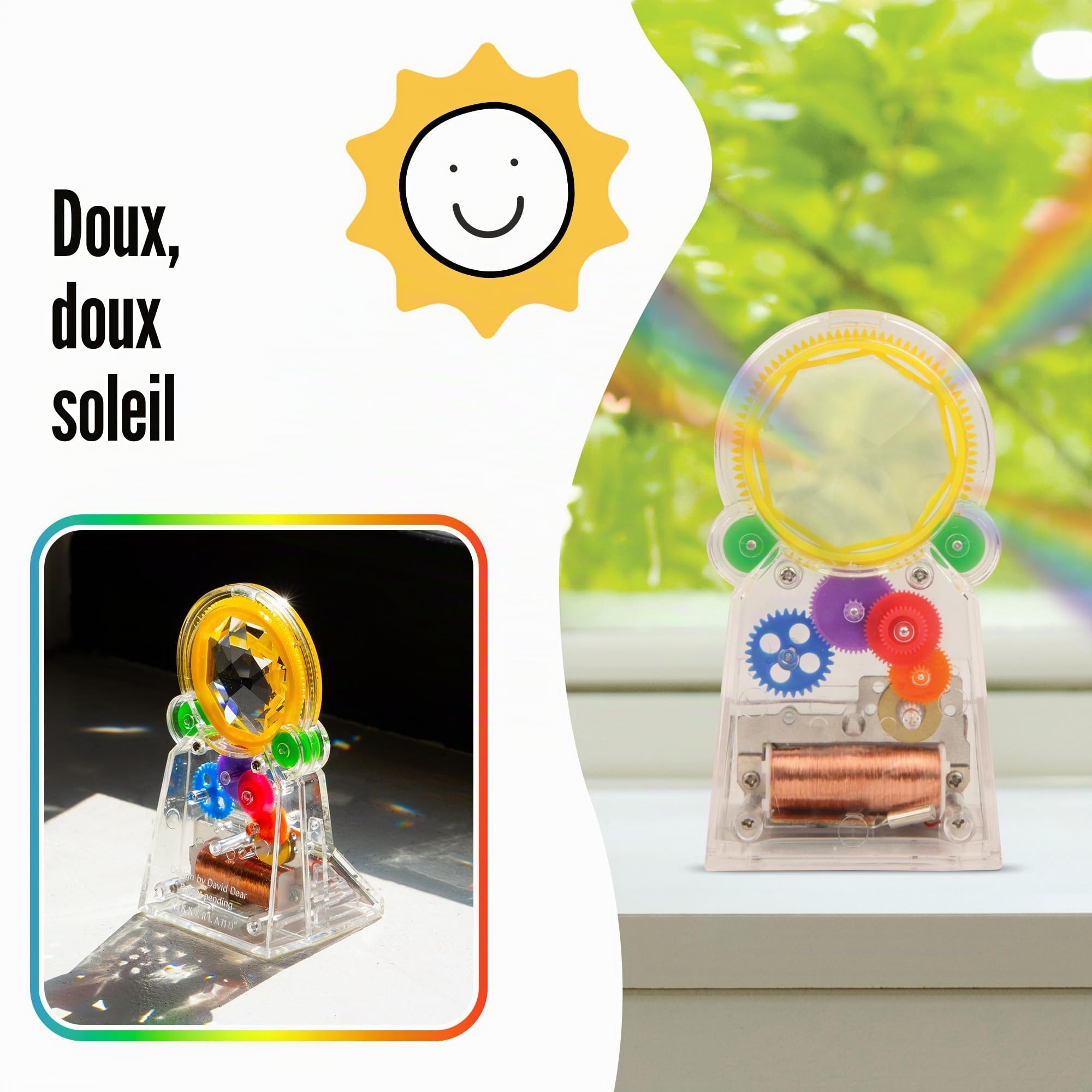 Kikkerland Créateur Arc-en-Ciel à énergie Solaire, Attrape-Soleil, Jouet pour Chat, prismes Arc-en-Ciel, Rebord de fenêtre, Bureau, décoration d'intérieur, Science éducative Amusante, Cadeau pour