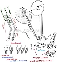 Vista 7 de Yibid Espejo retrovisor redondo universal cromado de 4 pulgadas para motocicleta, espejo lateral retro clásico de repuesto para Cruiser Chopper Cafe