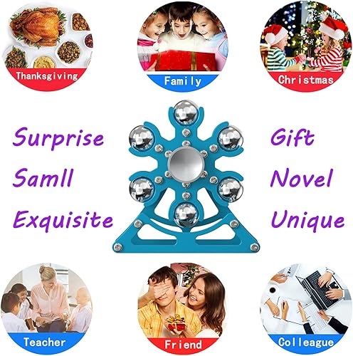 Miniatura 6 de Juguetes de escritorio para ansiedad, rueda de ferris cinética de metal giratorio 4 minutos, juguete EDC Cool Gadgets para escuela, oficina,