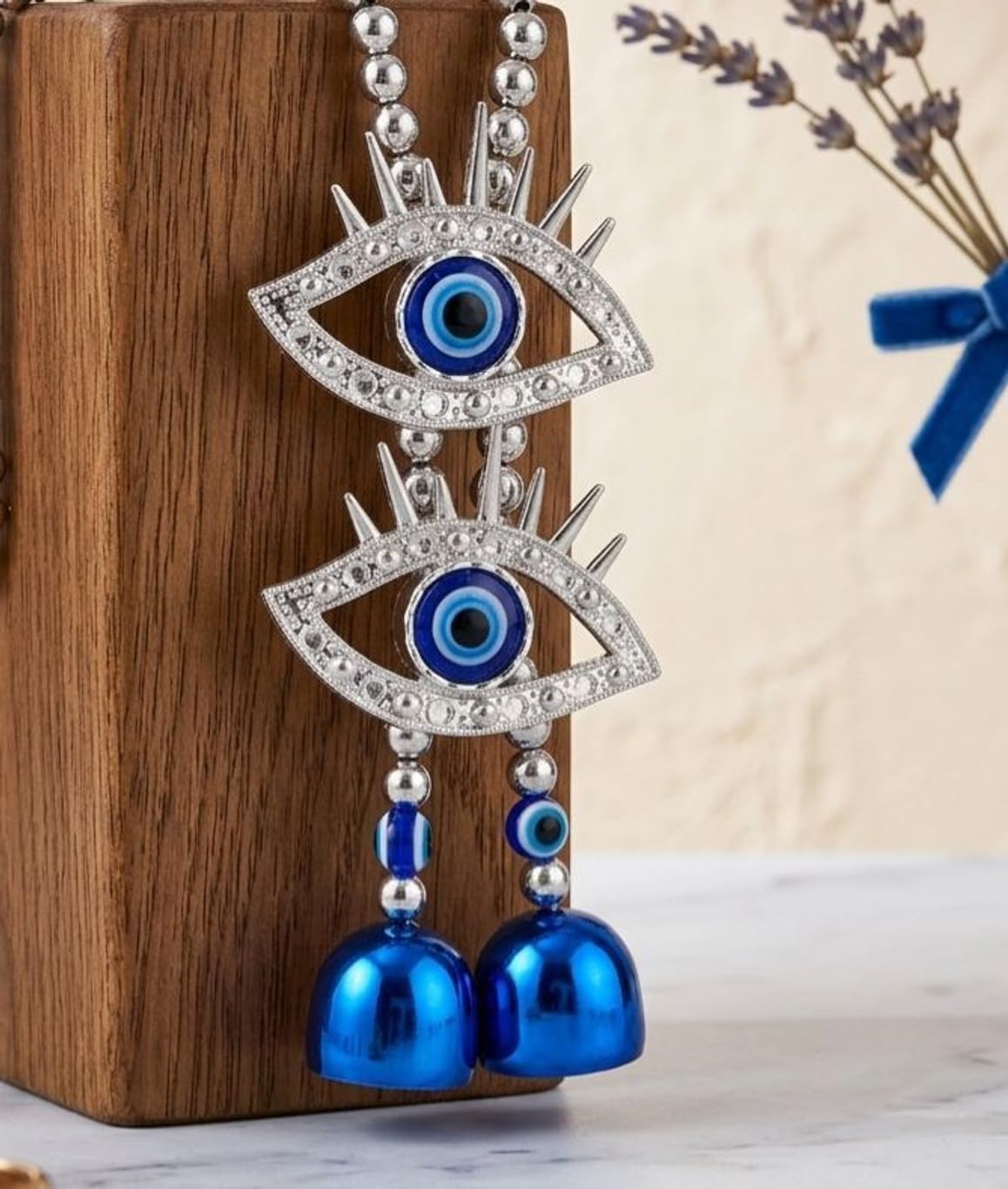 DAZZLEKIT Evil Eye Hanging Nazar Suraksha Charm for Home & Car | Blue Nazar Wall Hanging Decorative Showpiece - 6 cm (Plastic, Multicolor)-image-11