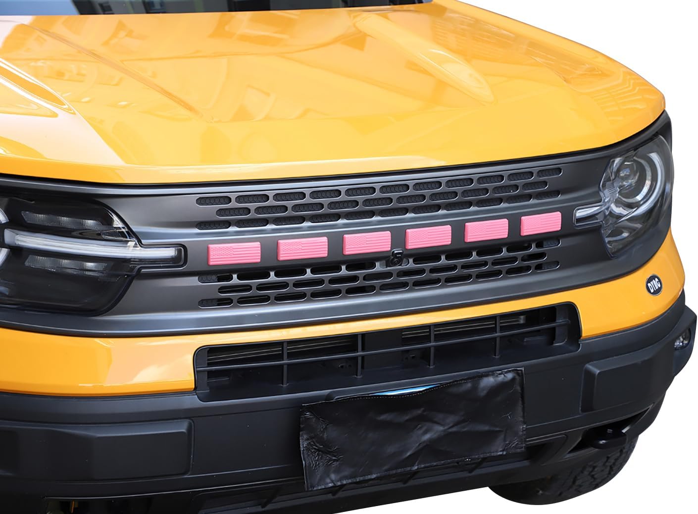 American Flag Front Grille Emblem Letter Decoration Cover Trim Stickers for Ford Bronco Sport 2021 2022 2023 2024 2025 Exterior Accessories (6, Pink, Front Letter)