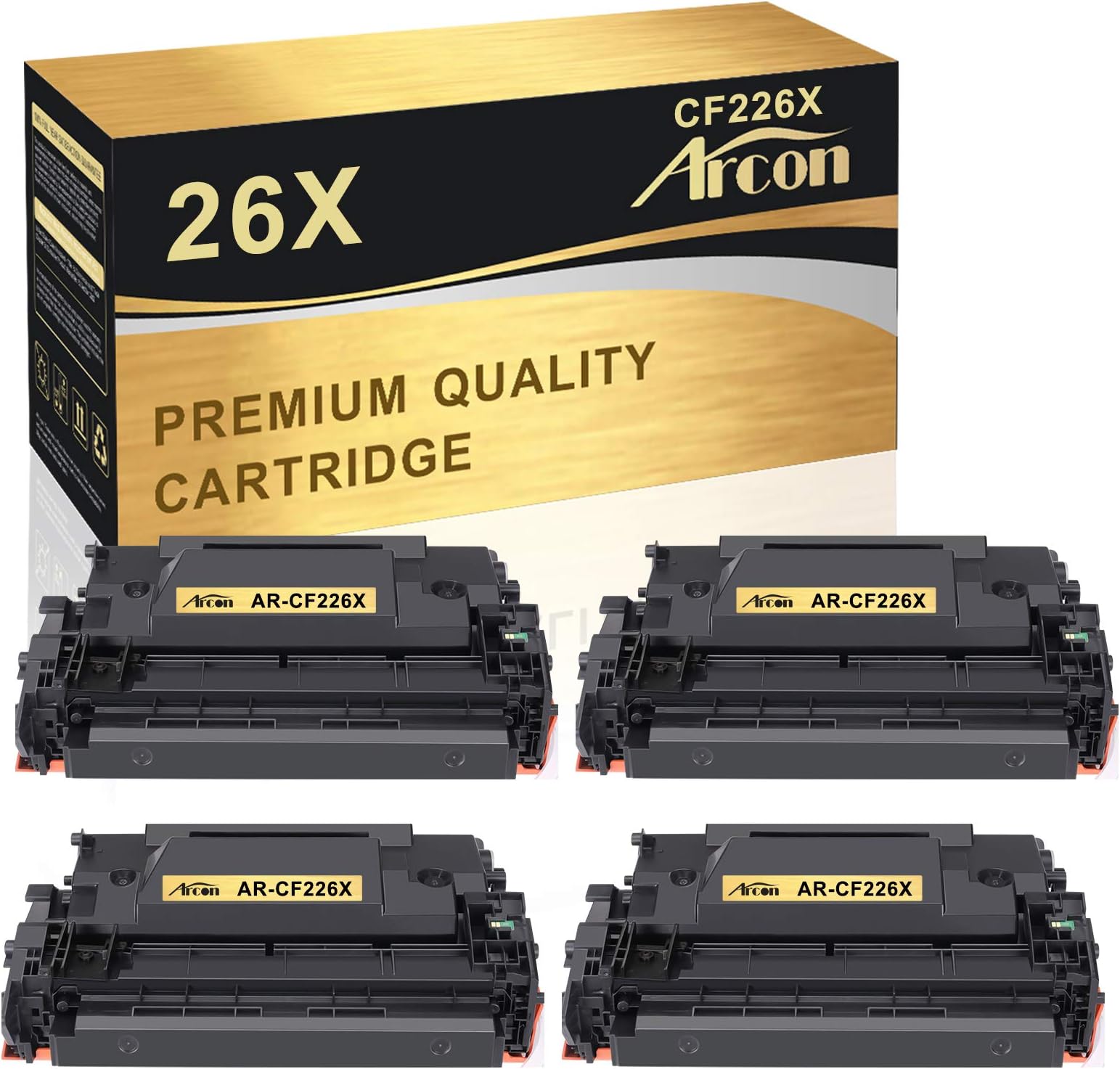 Arcon Compatible Toner Cartridge Replacement for HP 26X CF226X 26A CF226A for Pro M402n MFP M426fdw M402dn M402dw M426fdn Printer Black 4Pack