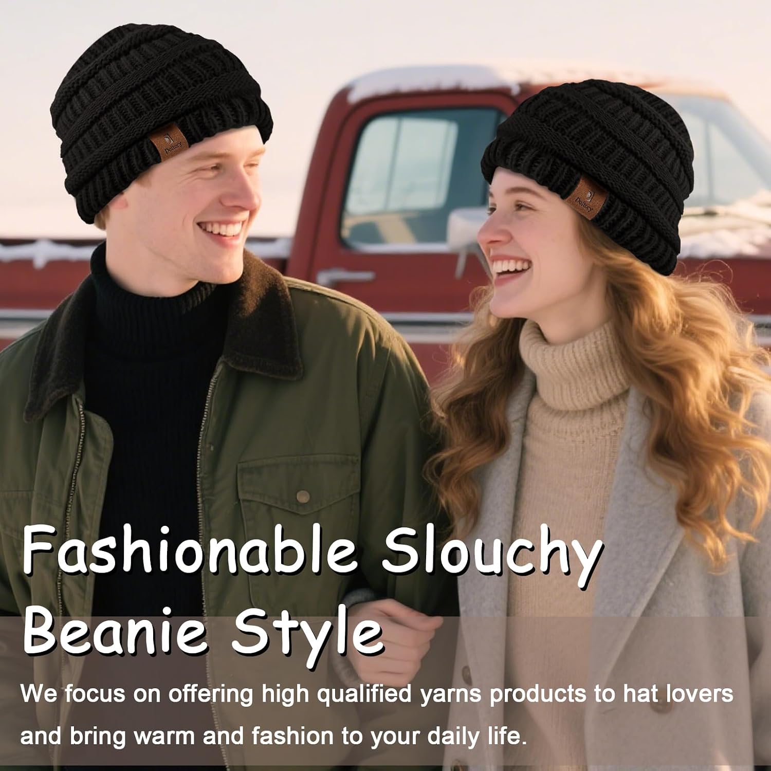Beanies Hat for Women & Men,Warm Soft Knitted Beanie Unisex Cuffed Hat for Winter Fleece Lined Hats Snow Cap