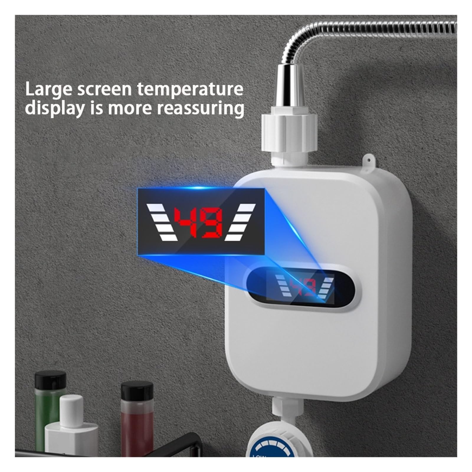 Podgrzewacz wody przepływowy, Natychmiastowy Podgrzewacz Wody Prysznic Bateria Do Łazienki Podgrzewacz Ciepłej Wody 3500W Elektryczny Podgrzewacz Wody Bezzbiornikowy Natychmiastowe Ogrzewanie