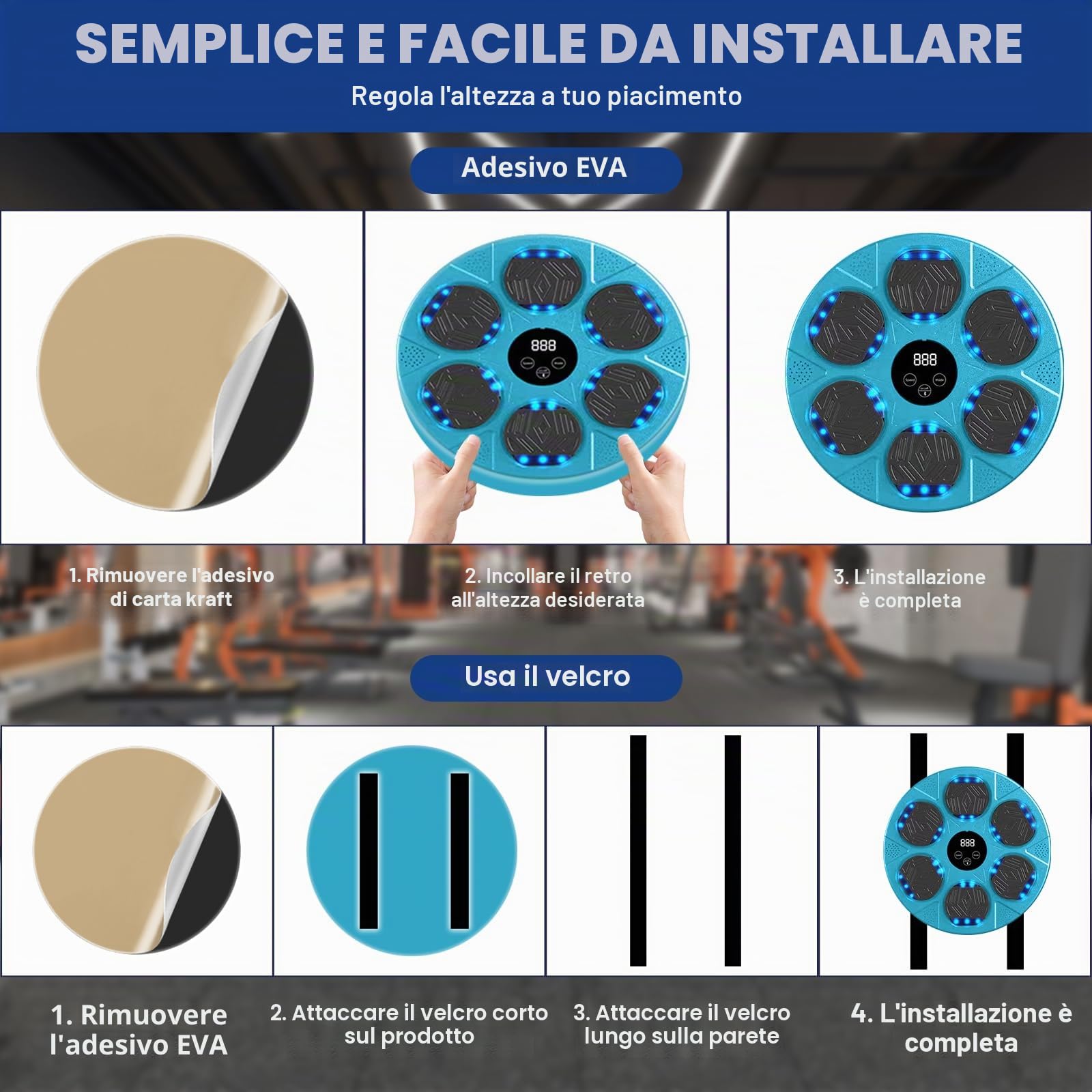 Music Boxing Machine,9 modalità di velocità Macchina da Boxe Musicale,Elettronica per Allenamento Boxe con Guanti da Boxe,LED Music Boxe Machine Adulti,Machine Montata a Parete,Supporta Bluetooth