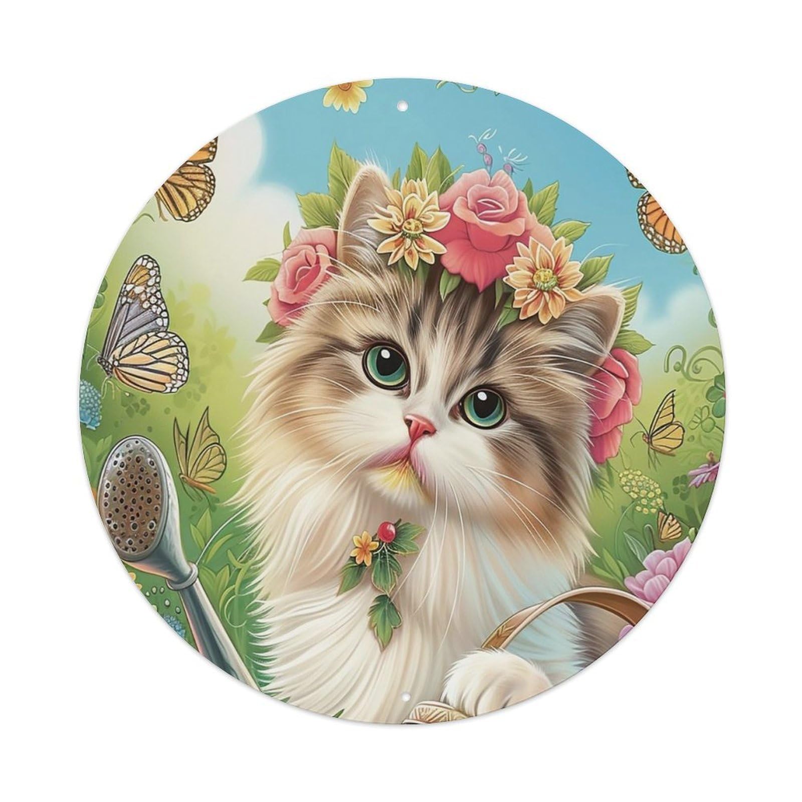 Animal Artwork Beautiful Kitten Vintage Metal Tin Sign Plaque Wall Decor for Cafe, Club Bar, Office, Garden Metal Poster 8x8Inch