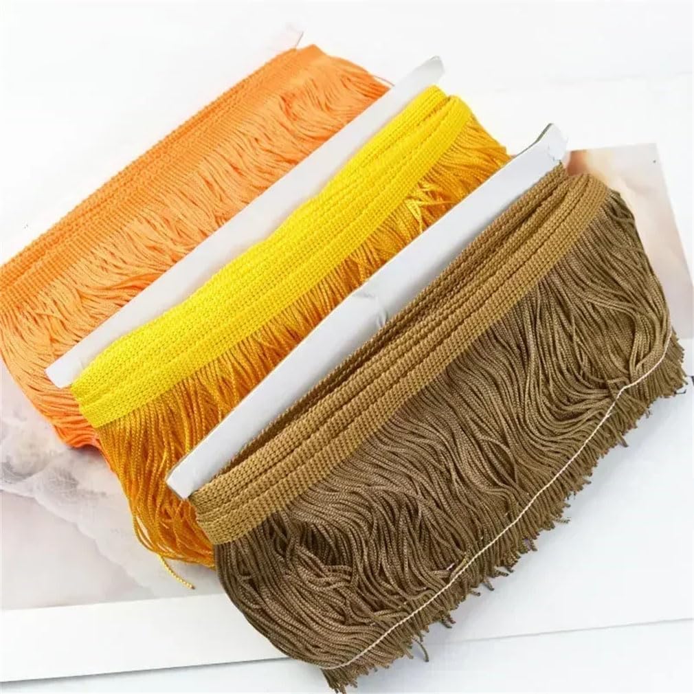 Cinta de encaje tejida con flecos de 10 metros, 10, 15, 20 y 30 cm, con flecos y borlas largas, accesorios de decoración de prendas de vestir
