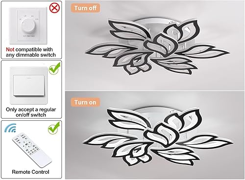 Miniatura 2 de Garwarm Lámpara de techo LED, lámpara de techo regulable con forma de flor moderna, lámpara de techo de pétalos acrílicos de 75 W, con control
