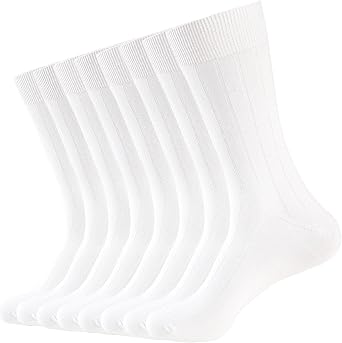 WANDER Mens Dress Socks Rib Cotton Classic Business Crew Sox 6/8 Pairs 7-15 | Double Needle,Solid Premium Socks,Lightweight,Dress socks for men,Formal Occasion,Boots Socks