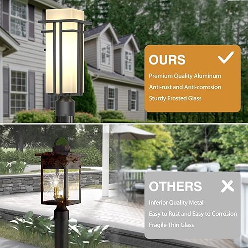 Miniatura 8 de Lámpara de poste al aire libre  Postes de lámpara de aluminio iluminación al aire libre, linterna de poste de luz al aire libre con base de montaje