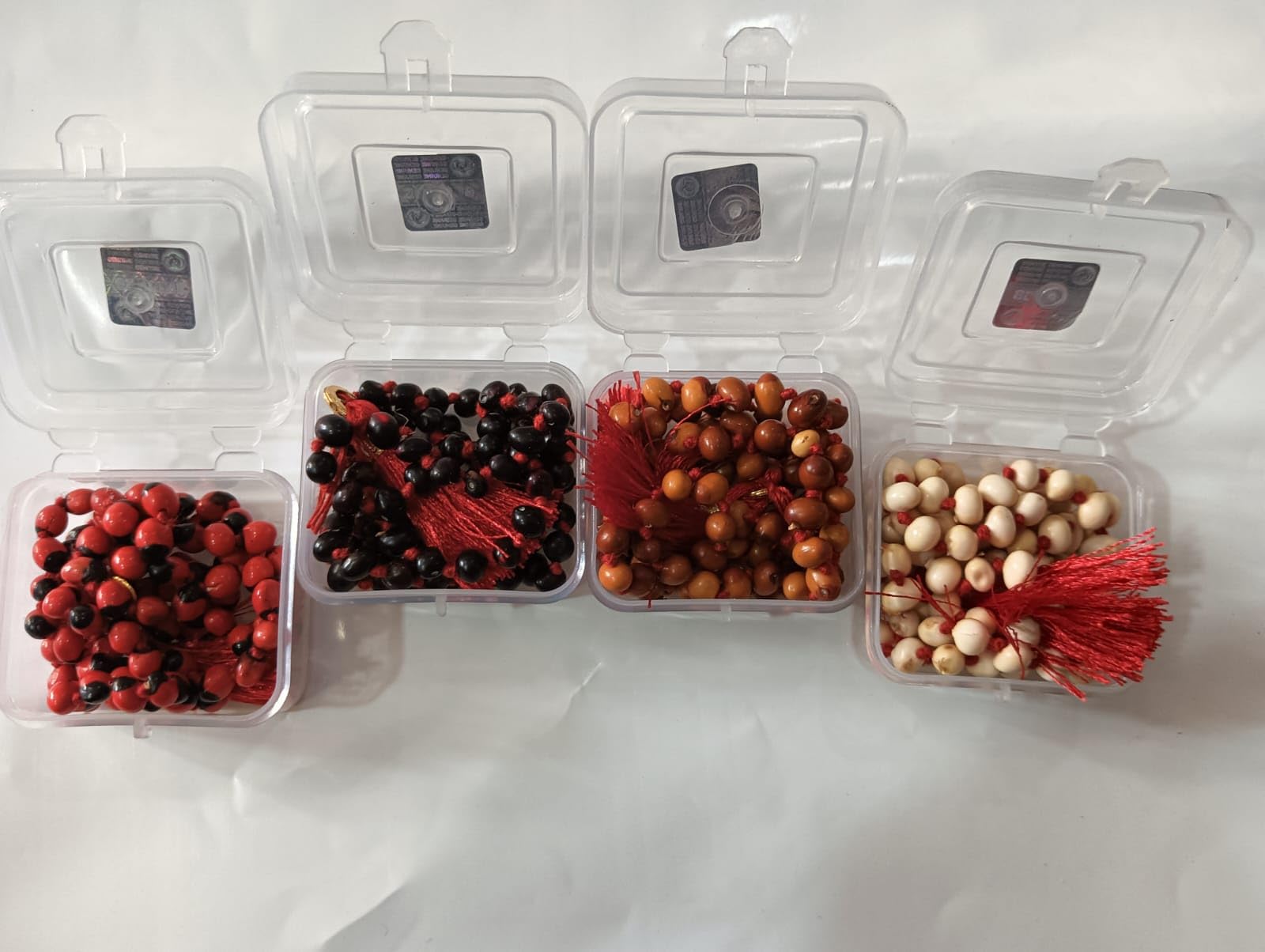 Pmw - Natural Gunja Mala - Combo Pack - Red, White, Yellow and Black Gunja Mala for Mahakaali Saraswathi Pooja - 108 Beads Each-image-16