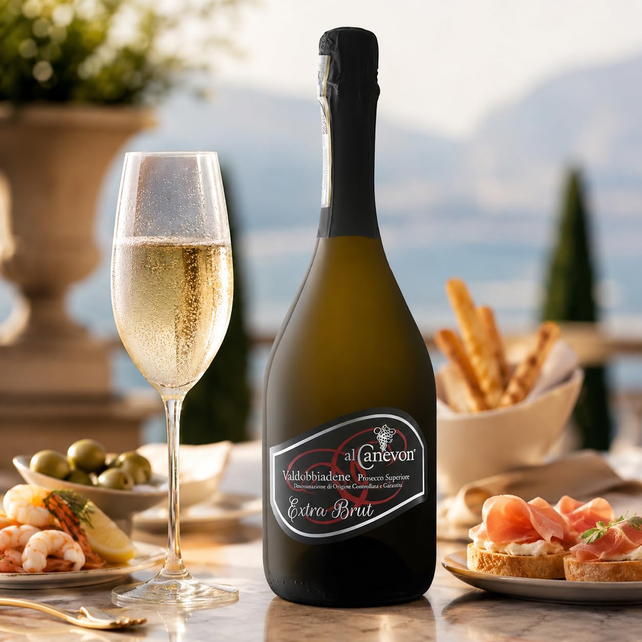 Prosecco Valdobbiadene Offerta Prosecco Superiore Extra Brut DOCG Conegliano Valdobbiadene - Si Abbina Con Dolci a Base Di Cioccolato 750ML