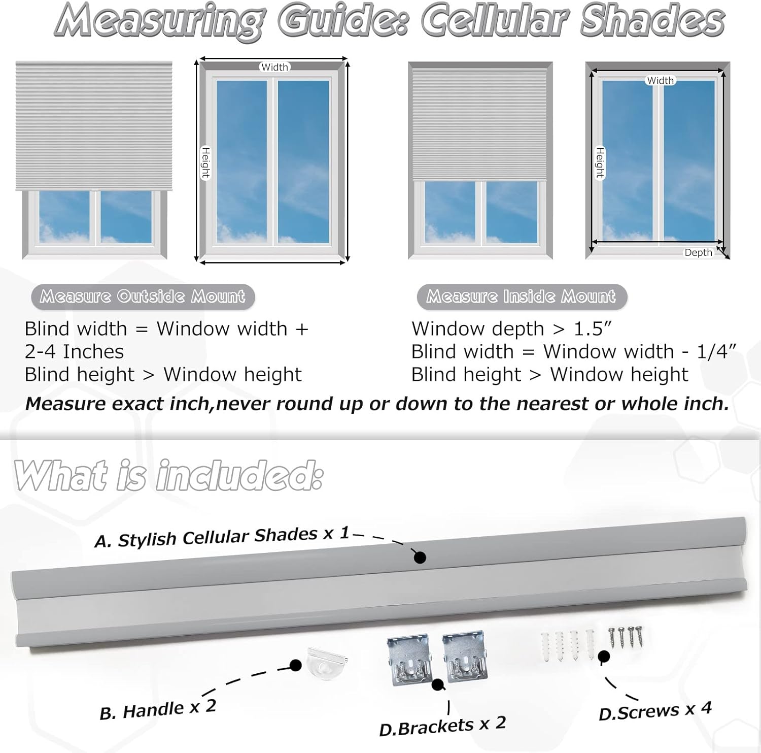Keego Blackout Cordless Window Shades Blinds for Windows-Custom Cut to Size Window Blinds & Shades for Home Kitchen Bedroom Office (Grey 100% Blackout, 18" W x 36" H)