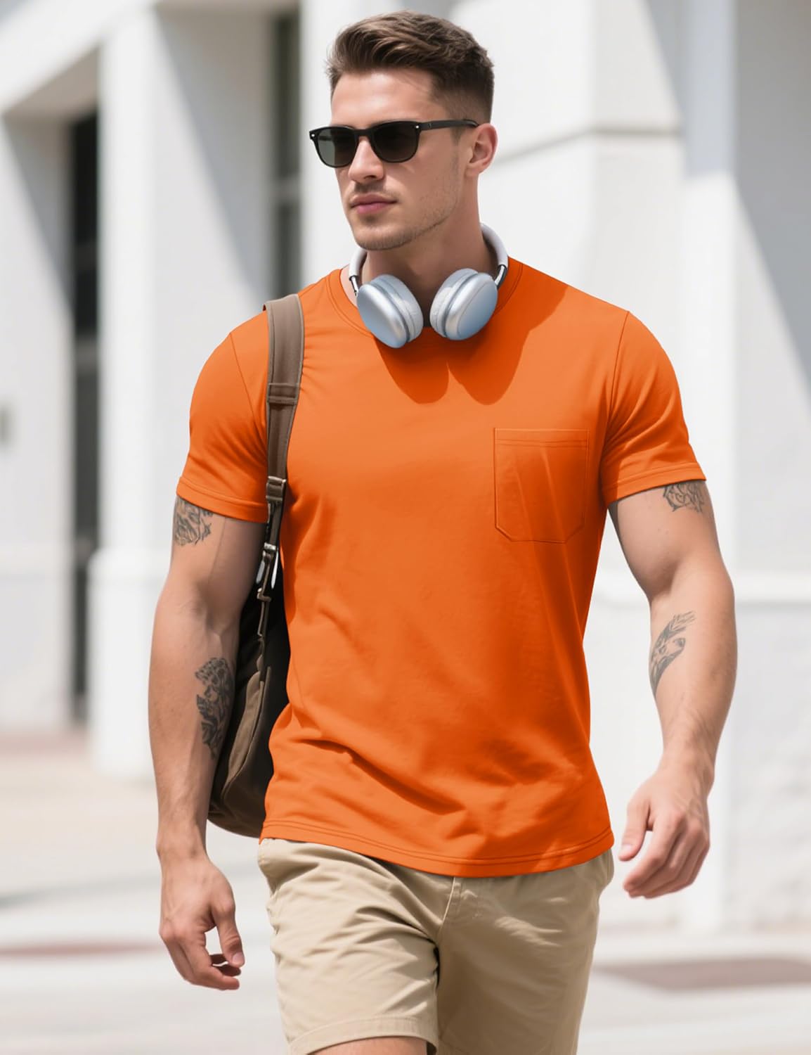 MAGCOMSEN Mens Pocket T Shirts Cooling UPF 50+ Summer Tee Shirt Short Sleeve Crewneck Tee Cotton Lightweight Casual T-Shirt - Image 3