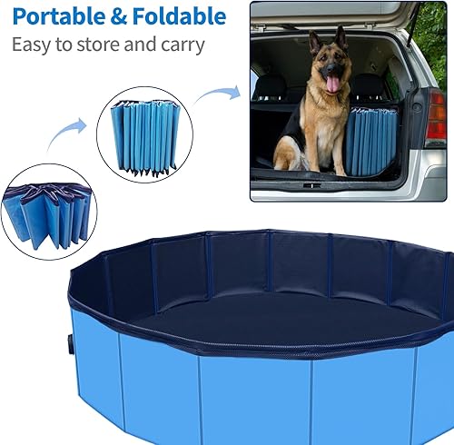 Miniatura 4 de Piscina plegable para perros, piscina de plástico duro para perros y gatos, bañera plegable portátil para perros y gatos (XXL 63 pulgadas)