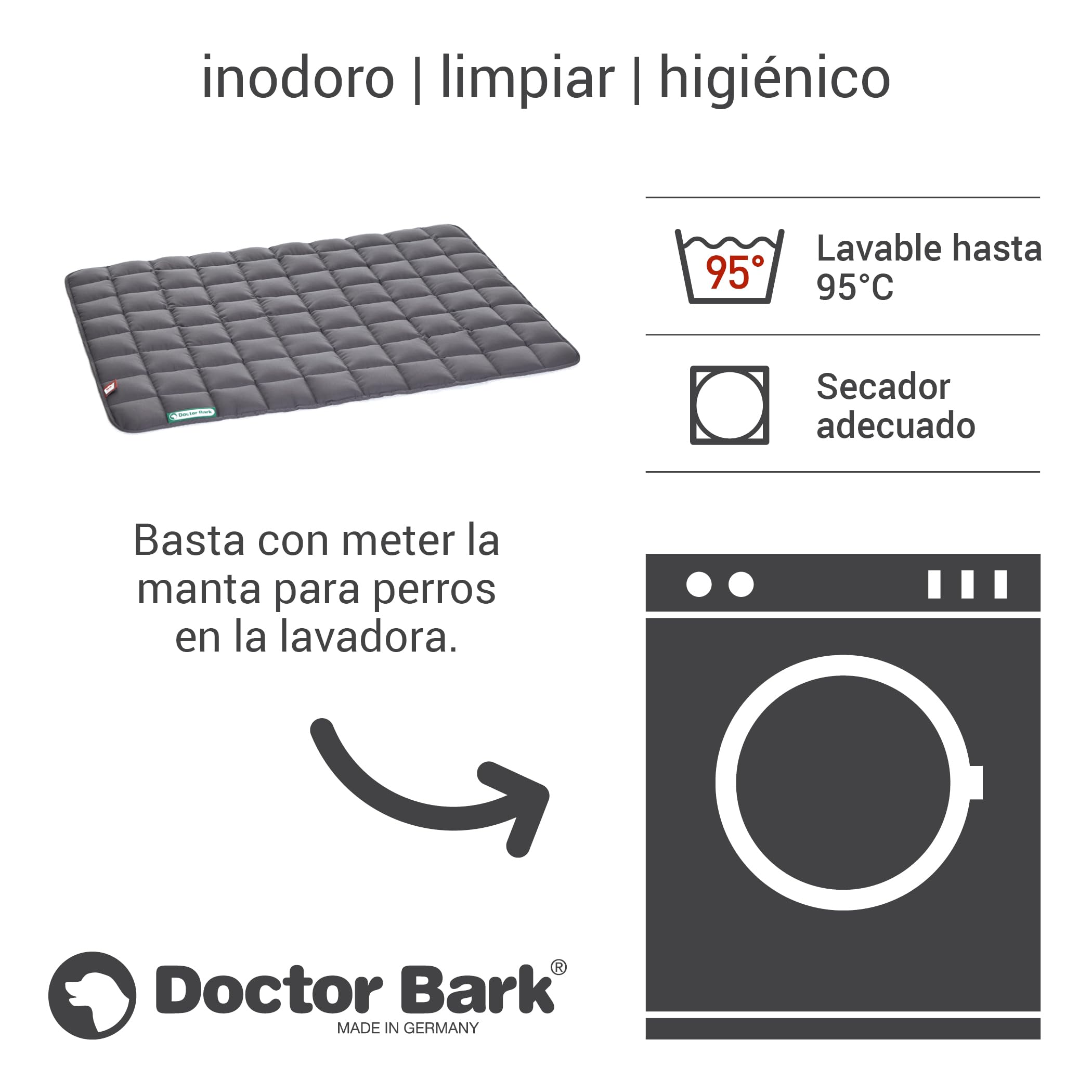 Doctor Bark Manta para Perros - Suave e hipoalergénica, Resistente a los arañazos y Duradera, Lavable a 95°C - Disponible en Diferentes tamaños y Colores(L, Gris)