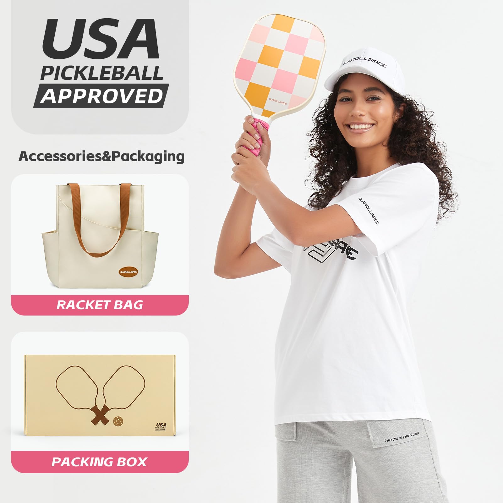 Pickleball Paddles Set of 2 | 4 Pickleball Rackets, USAPA Approved Pickleball Set, Fiberglass | Carbon Fiber Surface & 13 mm PP Honeycomb Core,4 Indoor & Outdoor Pickle Balls