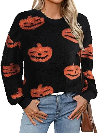 Womens Plush Sweatshirts Crew Neck Long Sleeve Loose Hoodies Pullover Fall Winter Outfits