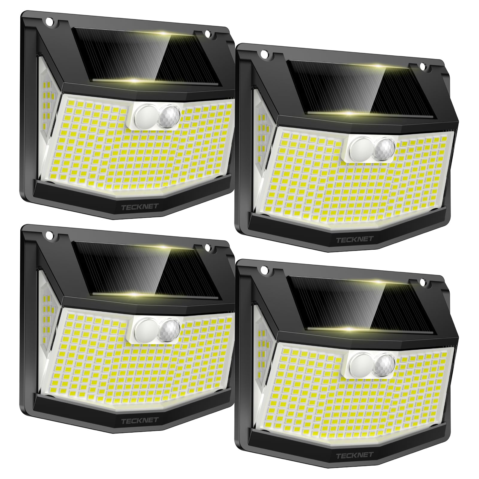 TECKNET Solar Motion Sensor Lights Outdoor, 248 LED Bright Garden Wall Lights, 3 Lighting Modes, 300° Wide Angle