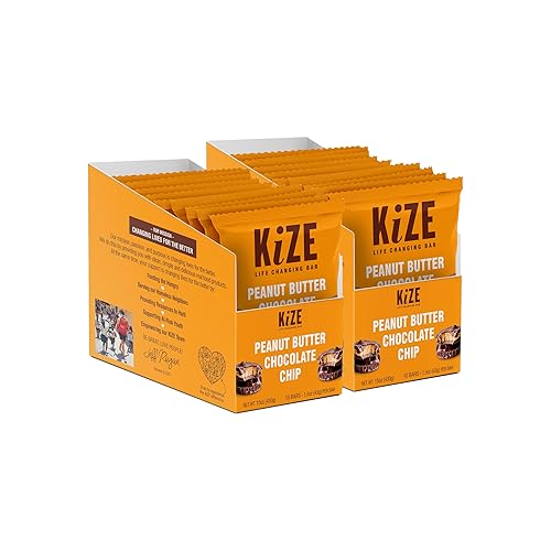 KiZE Barra energética con chispas de chocolate con mantequilla de maní, paquete de 20 unidades, 6 ingredientes, 0.23 onzas de proteína, comida real