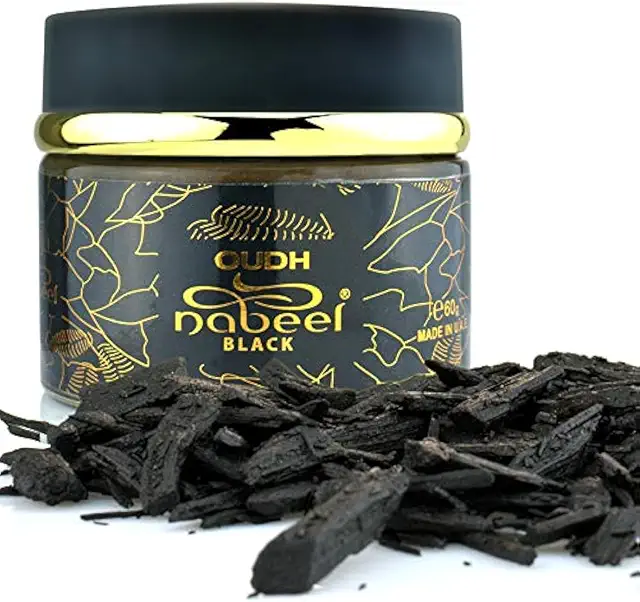 Encens Bakhour Oudh Nabeel Noir 60g - Copeaux de bois parfumés arabes de luxe