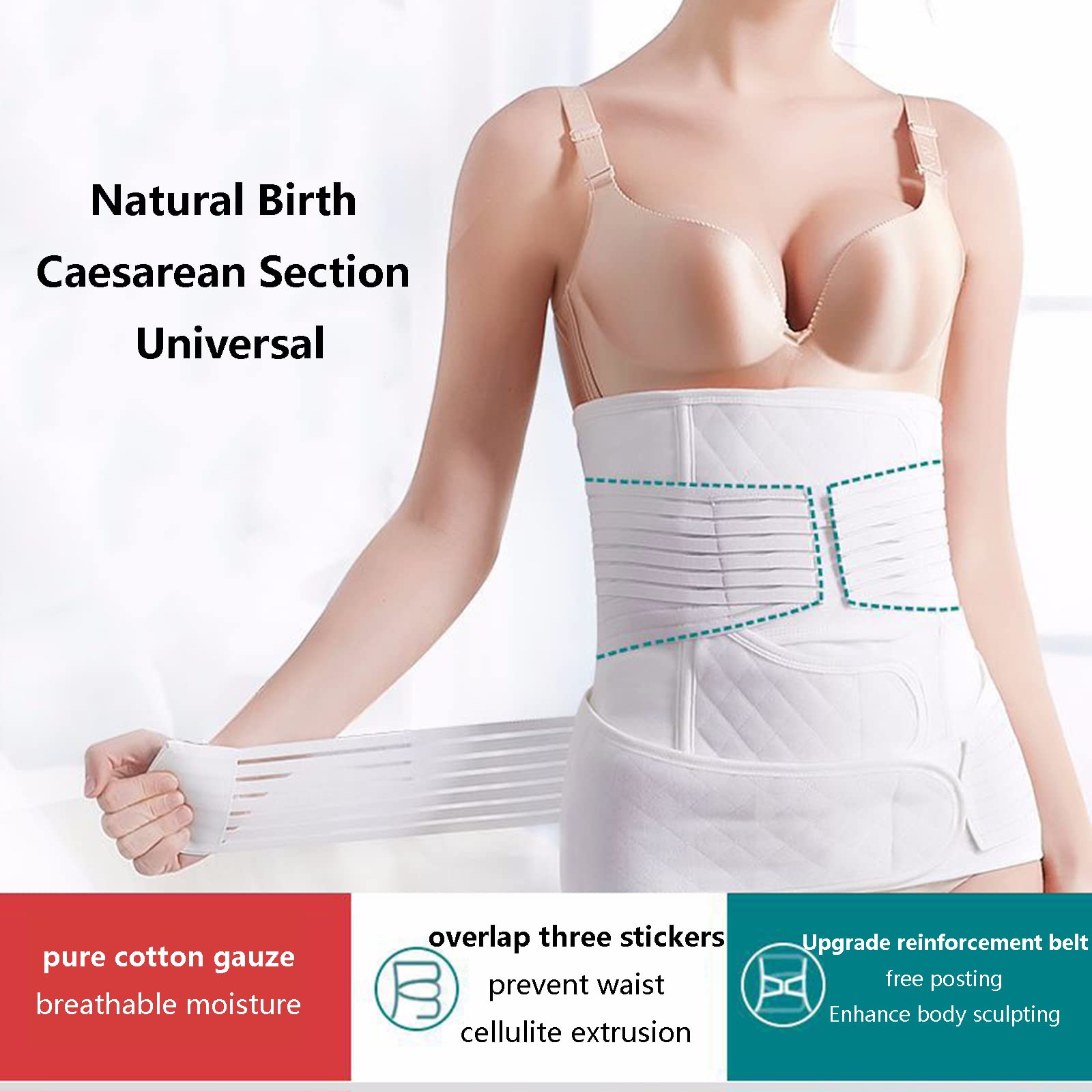 2 en 1 Soporte posparto Recuperación Vientre Envoltura Postparto Faja C-sección Cinturón de recuperación Soporte para la espalda Soporte para el vientre Carpeta abdominal para recuperación posquirúrg