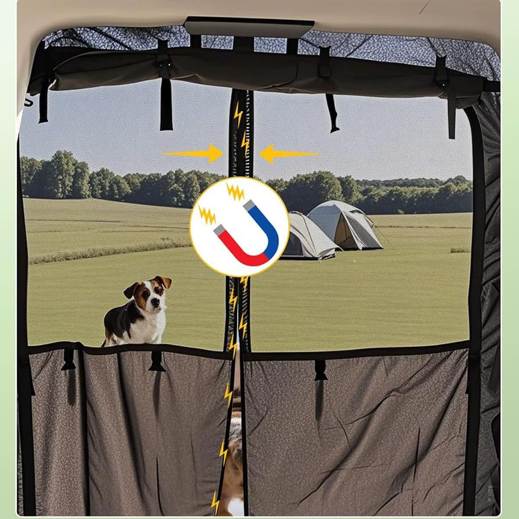 Nero,190 * 160cm,Schermo della Porta Posteriore del Camper Van con Tenda sulla Privacy, Zanzariera A Maglia Fine con Ombra A Roll-Up, Schermo della Porta Posteriore