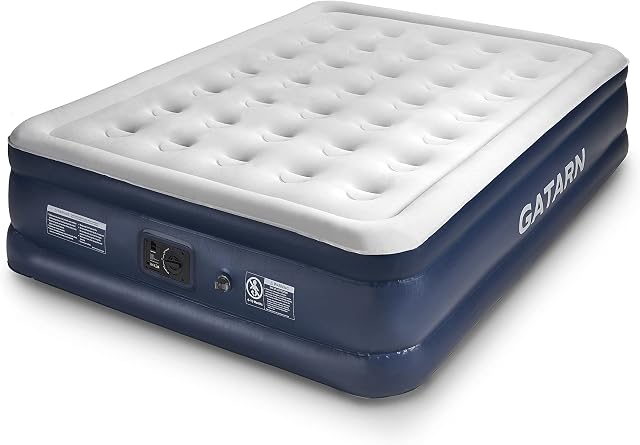 Gatarn Air Bed - King Size Double Queen Airbed, Inflatable Air Mattress with a Built-in Electric Pump 203x152x46cm