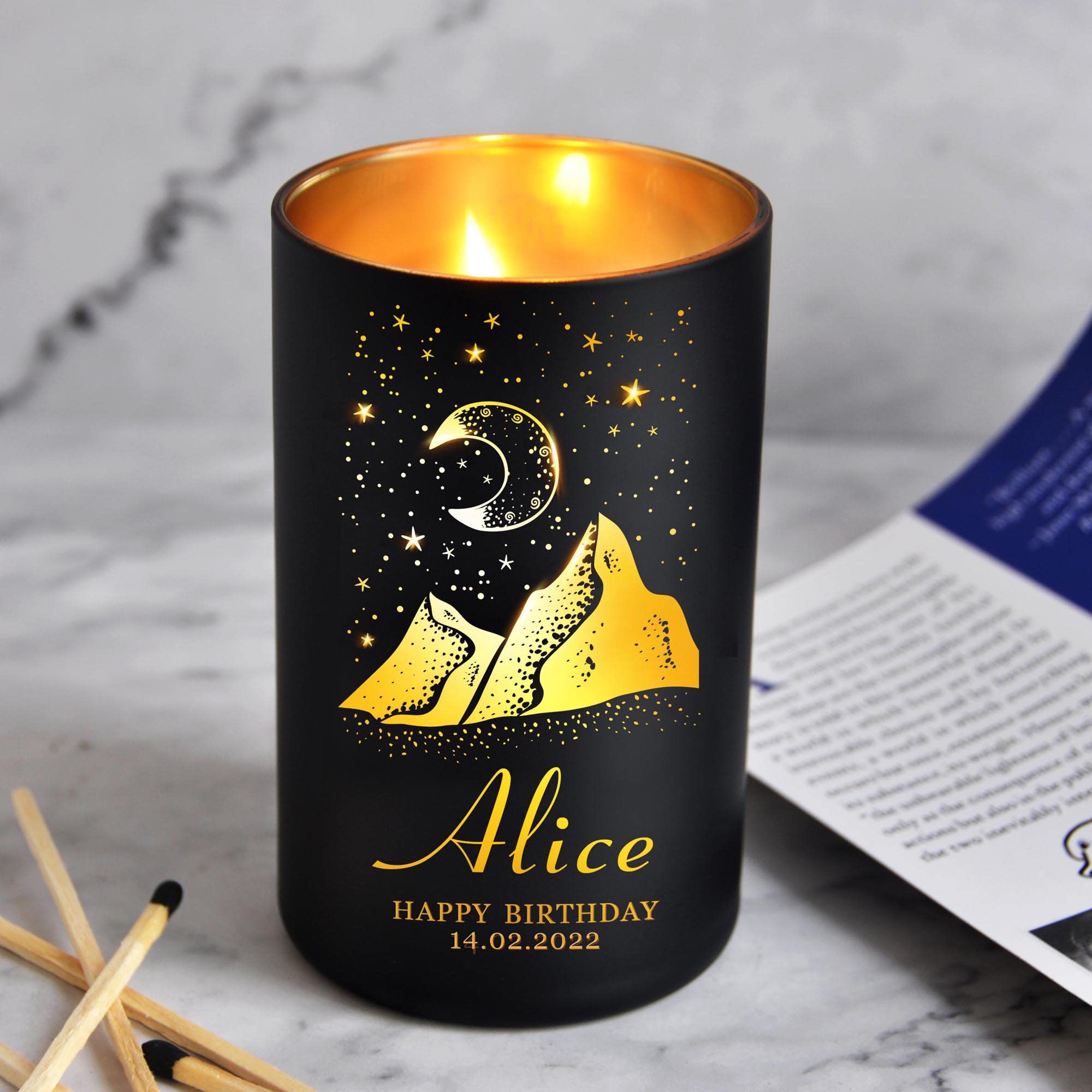 Personalised Candle Rose English Pear Amber Freesia Gifts for Christmas Birthday Wedding Anniversary Candles Gift for Her Women Him Men from Wife Husband up to 40 Hours Burn Time