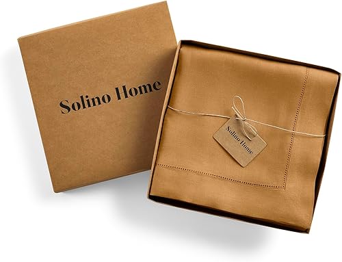 Miniatura 6 de Solino Home Mantel de lino marrón azucarado de 60 x 90 pulgadas  Dobladillo clásico, 100% lino europeo puro  Mantel rectangular lavable a máquina