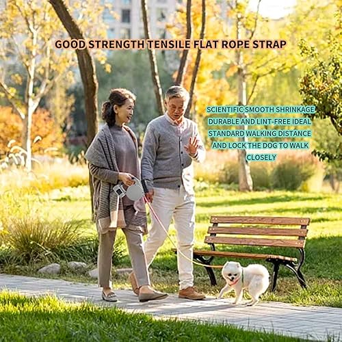 Miniatura 7 de Correa retráctil para perro de 360 sin enredos con linterna, dispensador y bolsa de excrementos, cinta de nailon resistente para perros pequeños,
