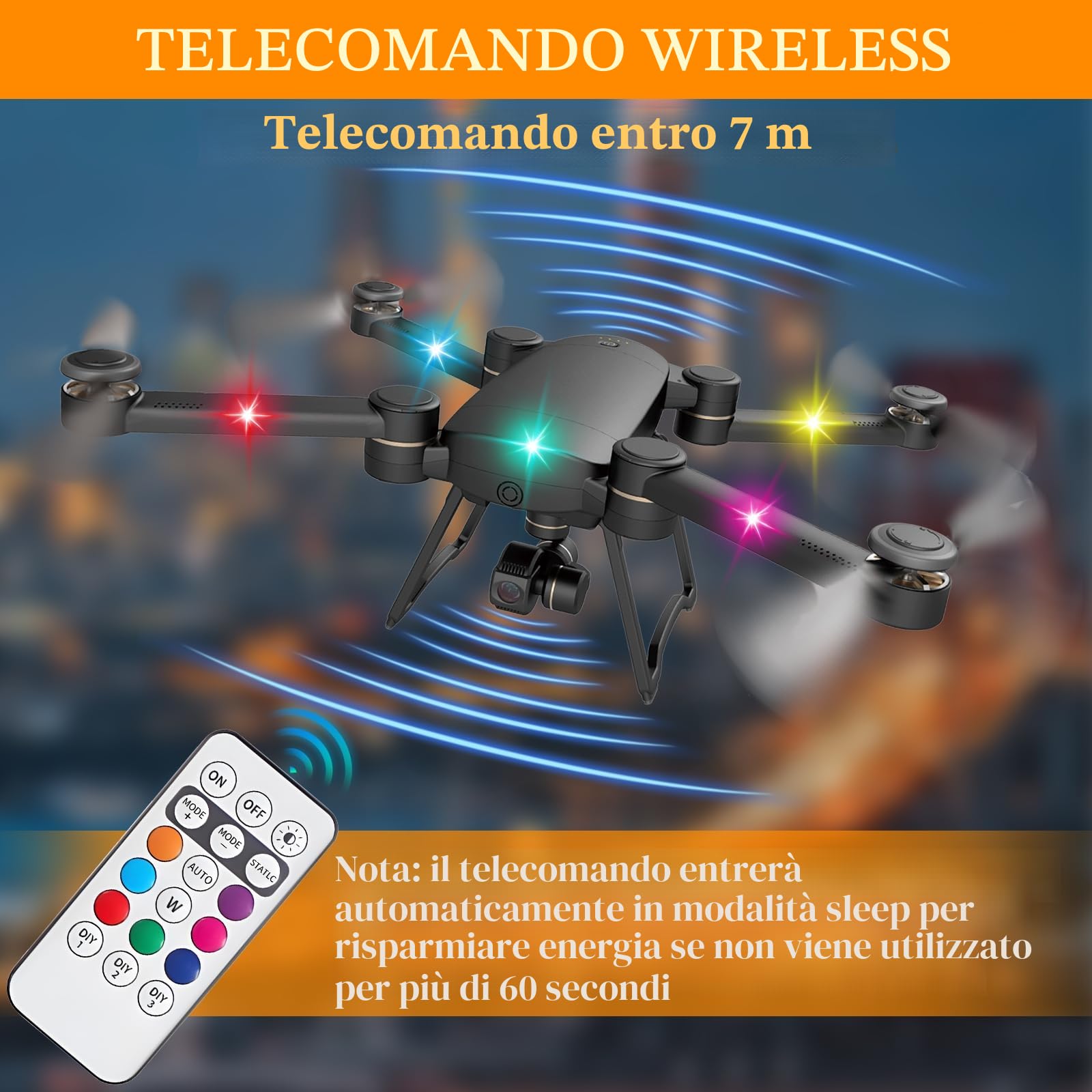 8 Pezzi Luci a LED Senza Fili, Luci Led Moto 8 Colori con Telecomando, Ricarica USB, Impermeabile IP65