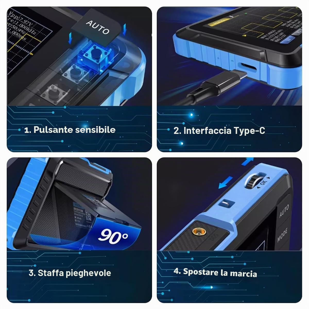 DollaTek Oscilloscopio portatile Oscilloscopio tablet 2 IN 1 multifunzione Mini generatore di segnale Oscilloscopio digitale 5MS/s Frequenza di campionamento Oscilloscopio 1M di larghezza di banda