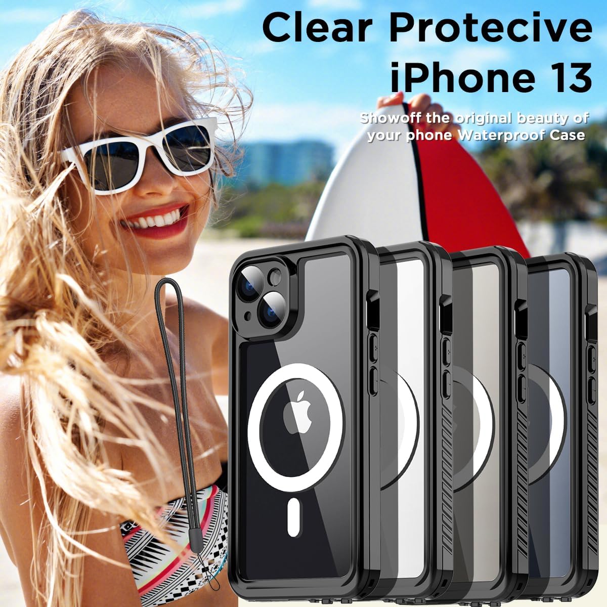 AICase iPhone 13 Case Waterproof with MagSafe Clear Snowproof,Dustproof and Shockproof,IP68 Certified Full Body 360 Protection Fully Sealed Underwater Cover for iPhone 13 6.1"