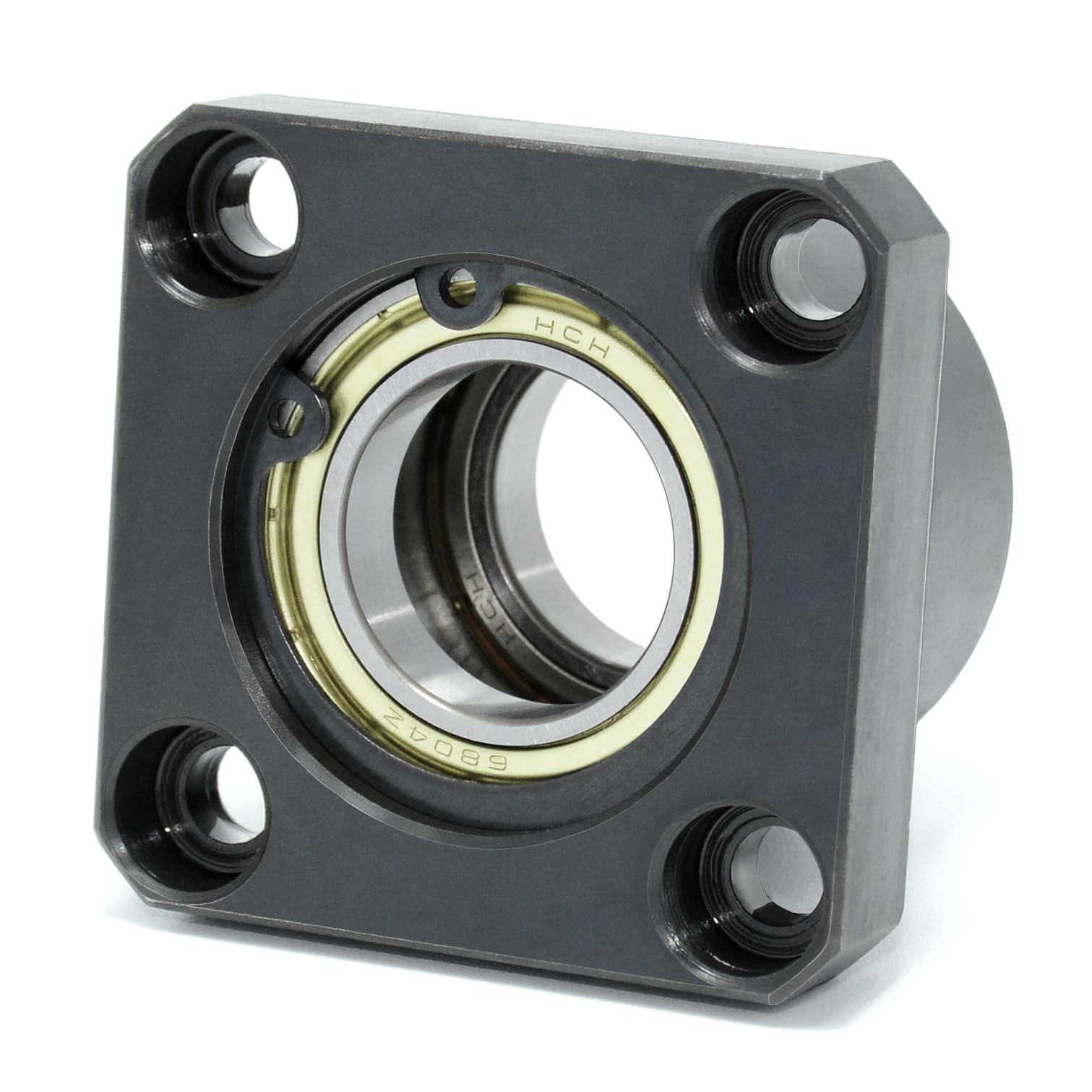 BRE –Doppellager mit Gehäuse, Lagerhalter mit Rundflansch, Lagersitz mit zwei Lagern, Rillenkugellager mit Sicherungsring. Größe: Innen-Ø 25 mm, Höhe L 45 mm, Stahllager Nr. 6205