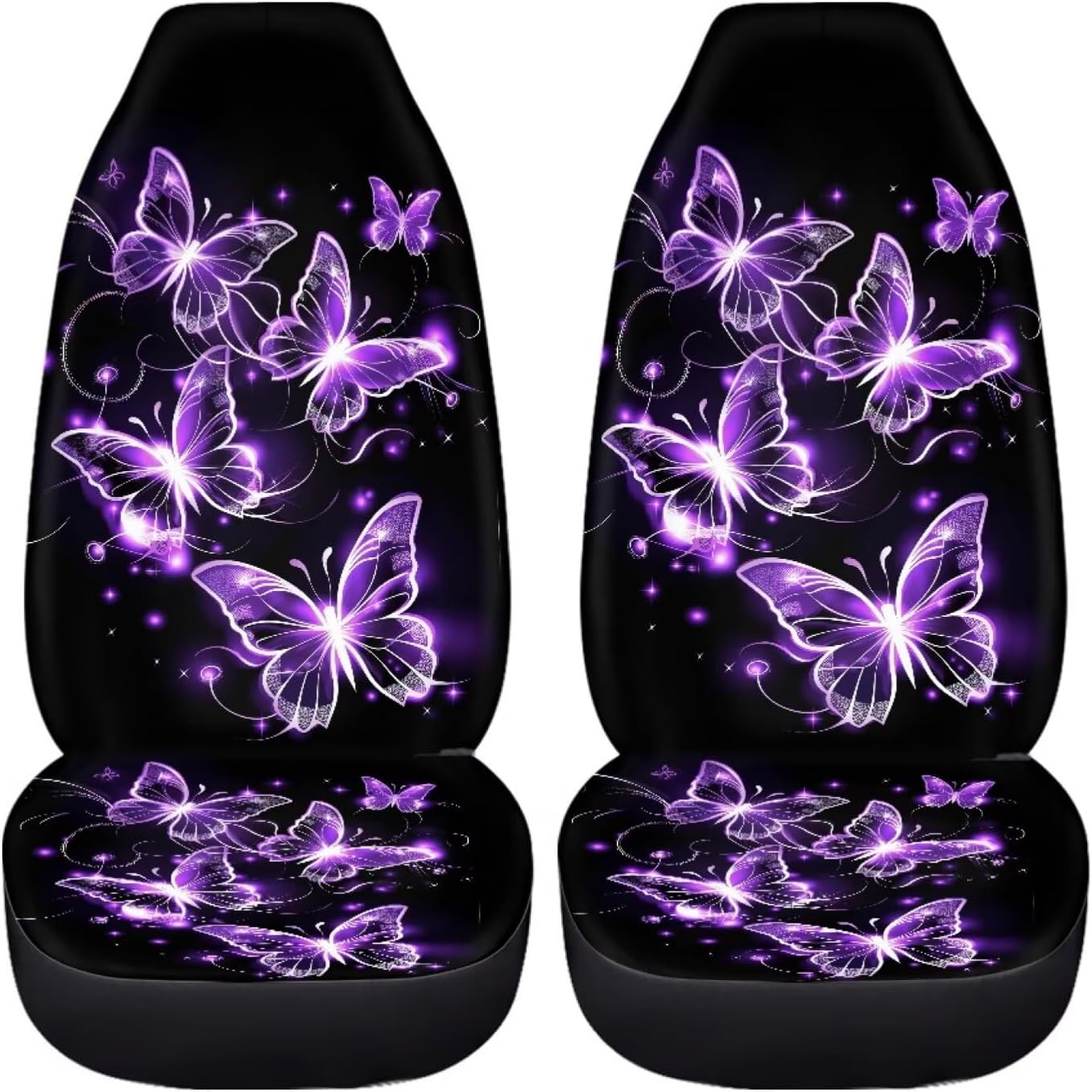 Butterfly Car Seat Covers Front Seats 2 Pack Automotive Seats Covers Accessory for Women Purple Vehicle Bucket Elastic Cover Saddle Blanket Stretchy Driver Seat Cover,Universal Fit