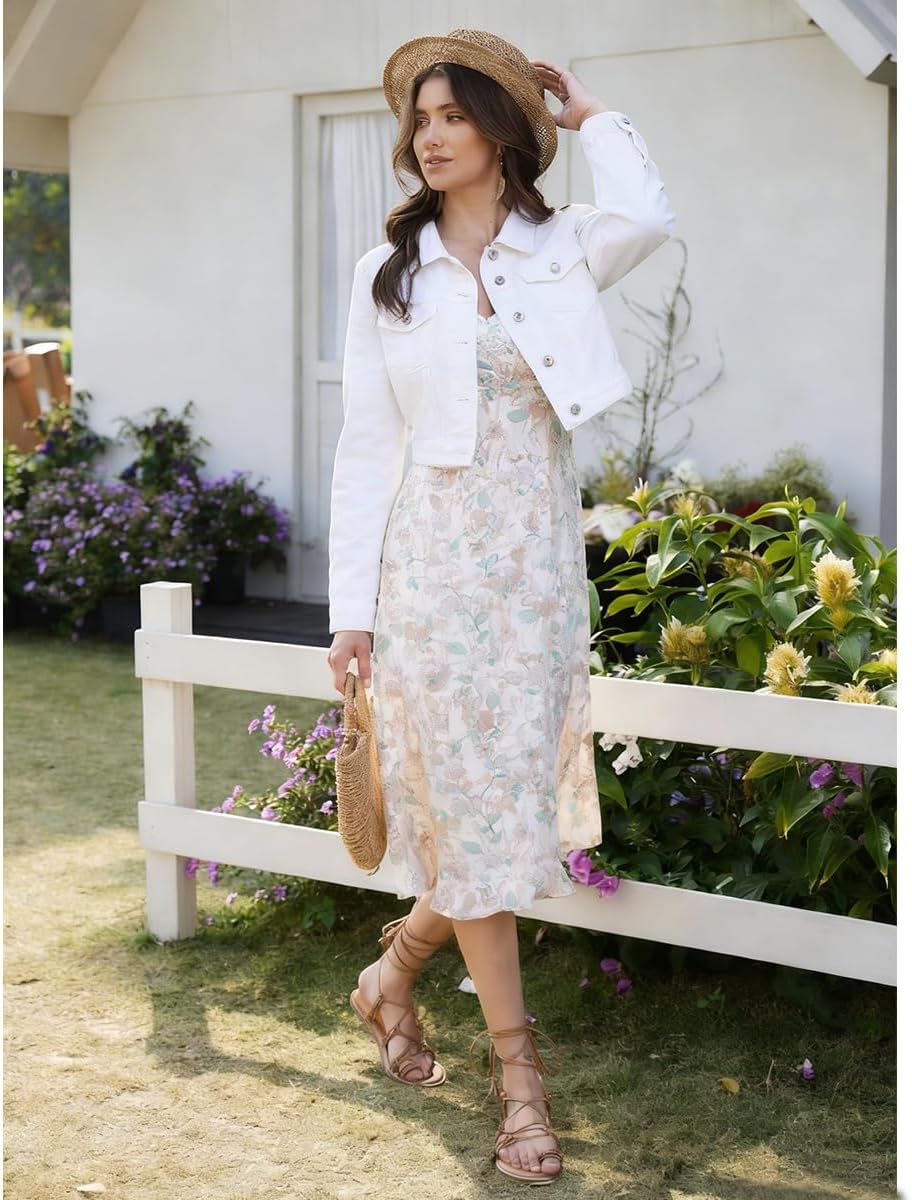 J.Corrine Women's Cropped Jean Jacket Long Sleeve Basic Button Down Casual Vintage Washed Short Denim Jacket with Pockets - Image 5