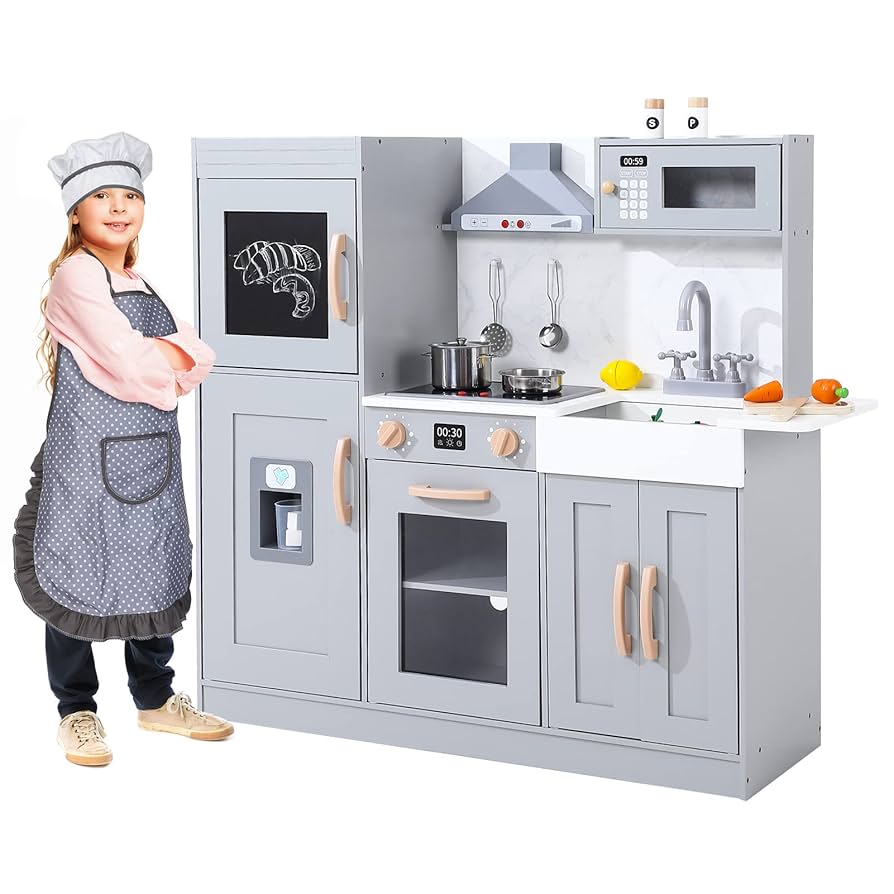 Amazon.com: Play Kitchen for Kids, Wooden Play Kitchen with
