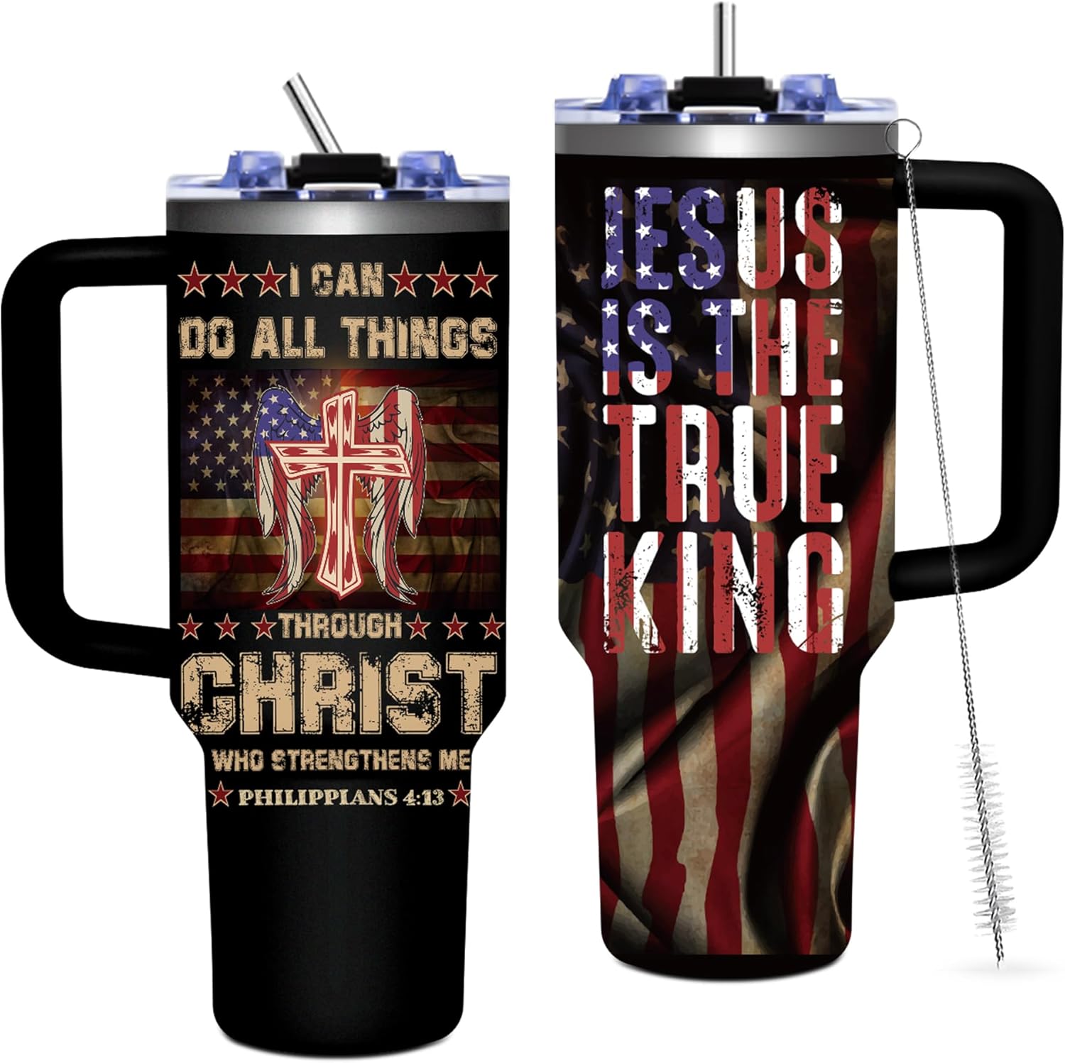 Christian Gifts for Men, God Gift, Religious Gifts for Husband, Christian 40 oz Tumbler with Handle, Birthday, Fathers Day Gift Ideas for Dad, Him, Boyfriend