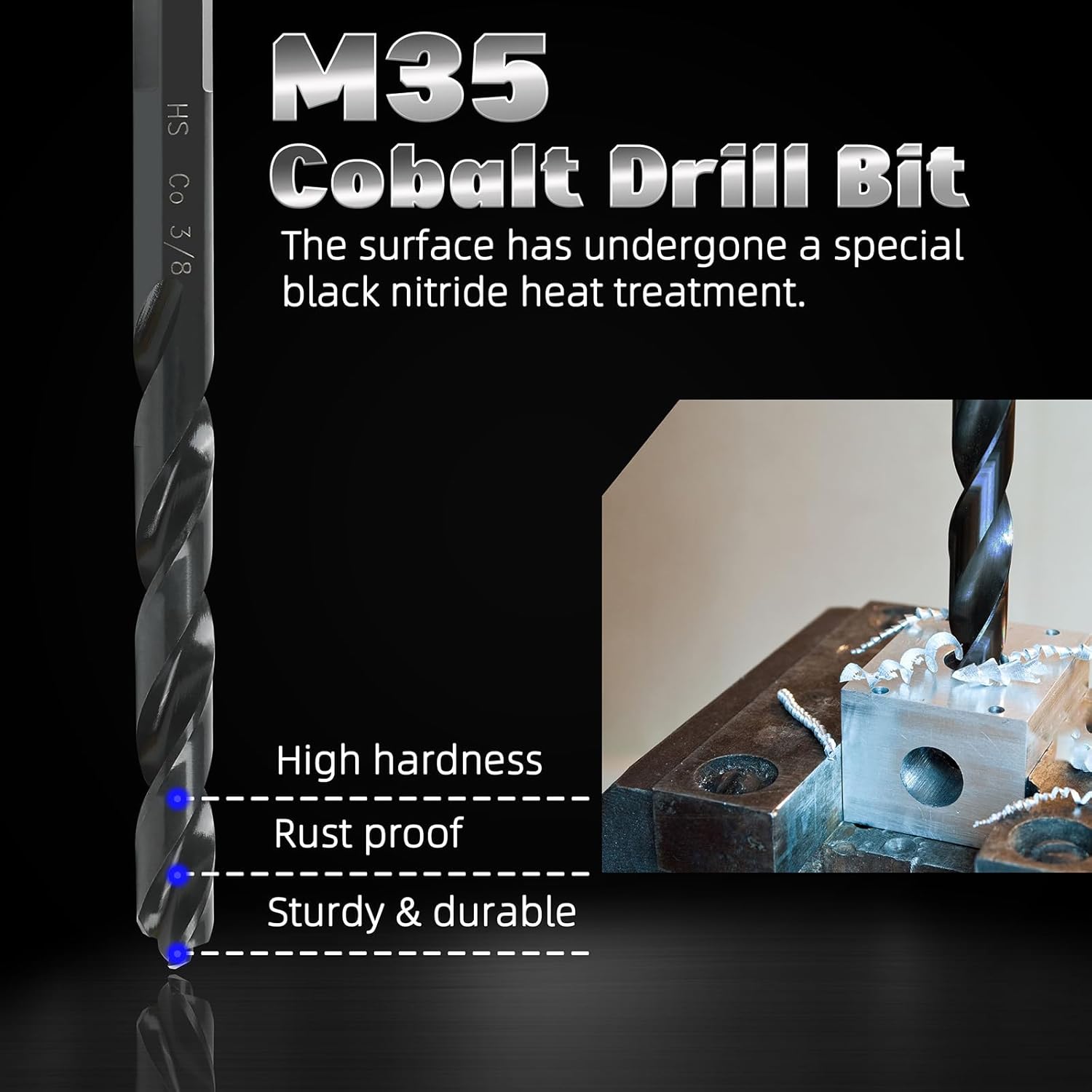 RURUTKIT 21Pcs M35 Cobalt Drill Bit Set for Hard Metal and Steel, 1/16"-3/8" Cobalt Metal Drill bits with Bullet Point Tip, for Stainless Steel, Cast Iron
