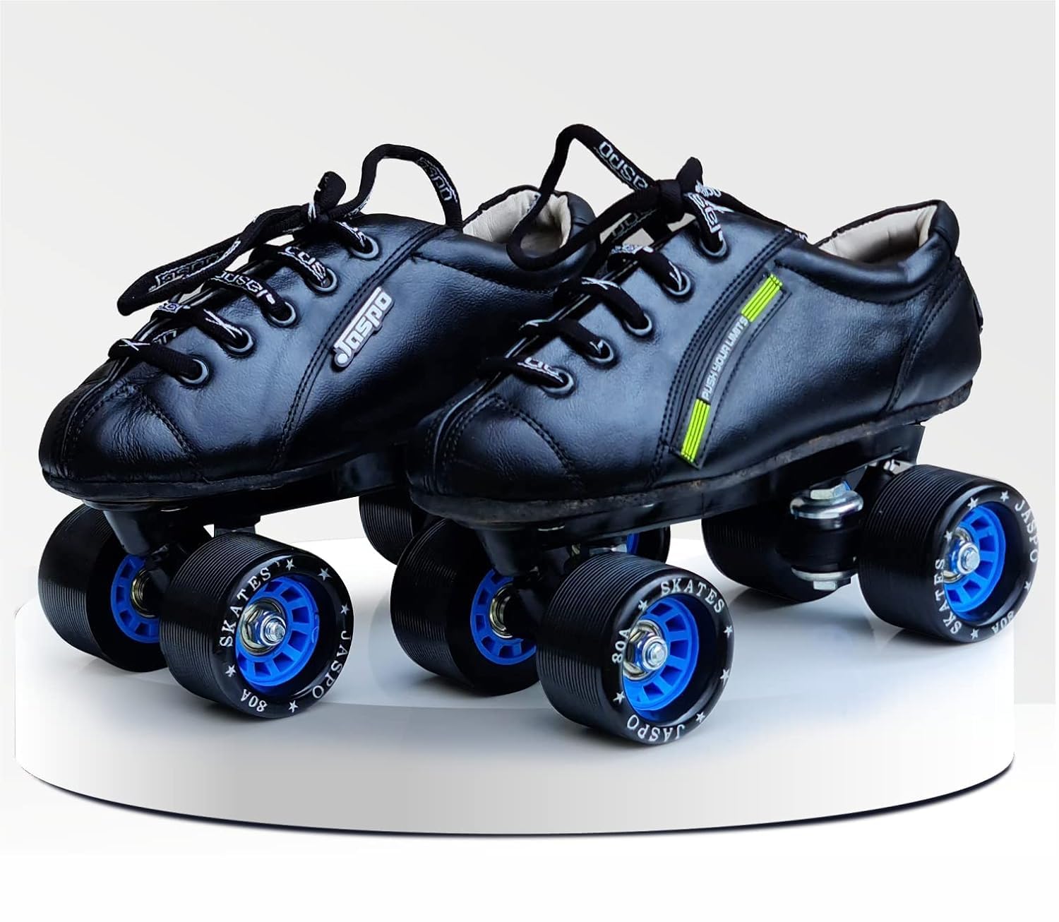 Jaspo Pro-30 Quad Shoe Skates – Soft Leather, Padded Collar, Lightweight Fiber Plates, Precision ABEC Bearings, 61mm PVC Sprint Wheels-image-8