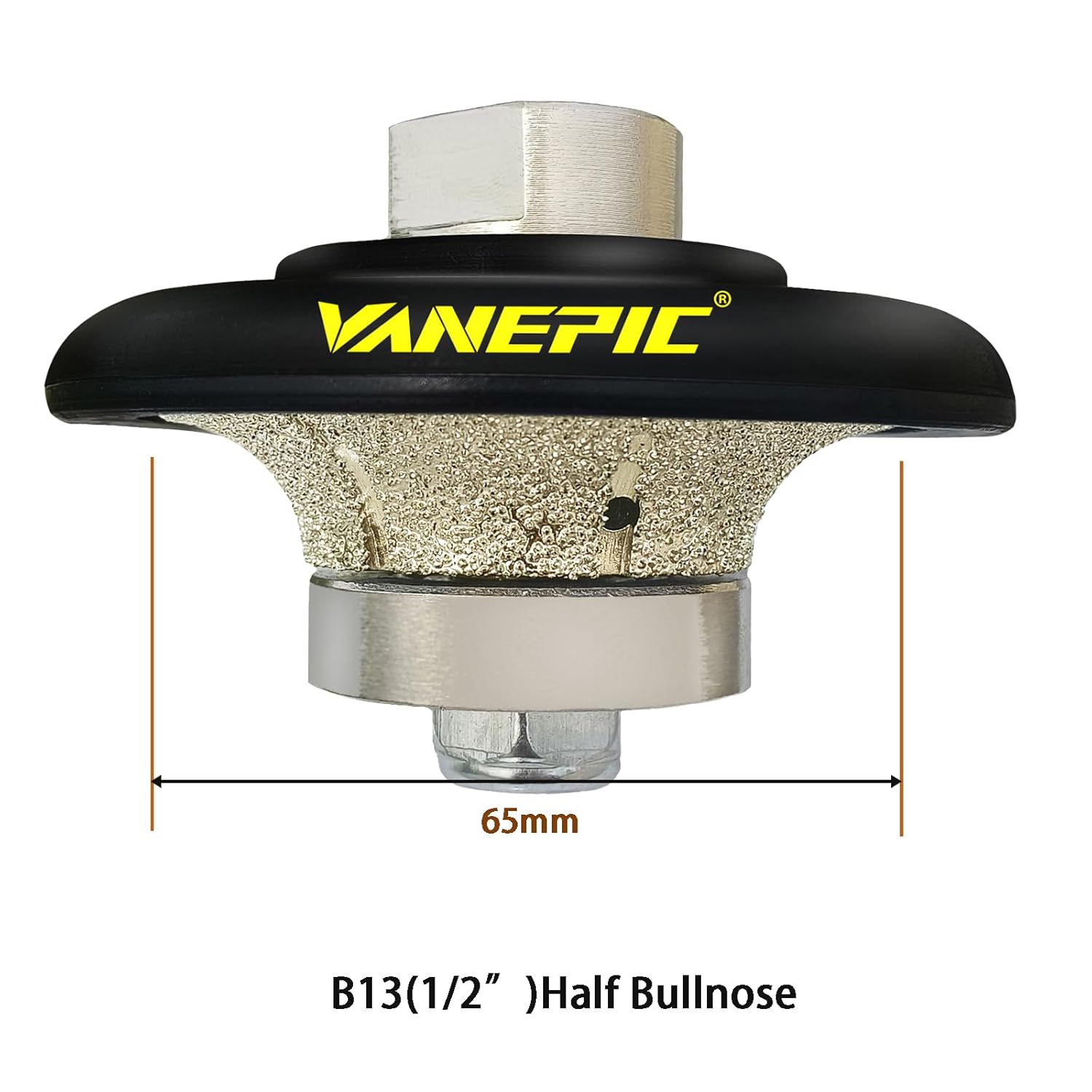 1/2 inch B13 Diamond Demi bullnose Half Bullnose Profile Wheel Diamond Hand Profiler Router bit with 5/8-11 Thread for Grinder Polisher Granite Marble Concrete and Countertop Edge