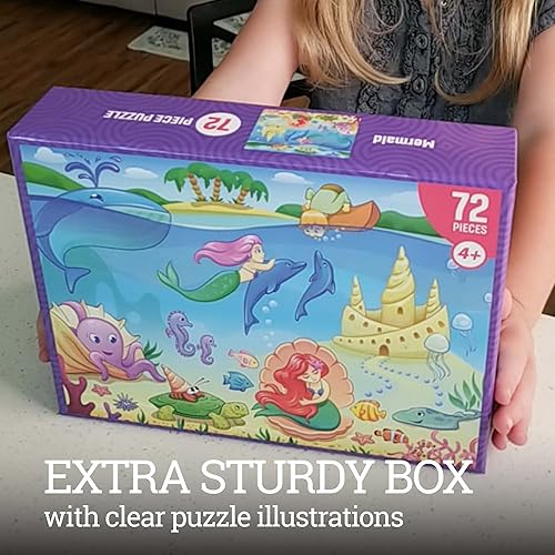 Miniatura 5 de Rompecabezas para niños (72 piezas) - Rompecabezas duraderos para niños de 4 a 8 años - Diseño de sirena con piezas gruesas y caja resistente