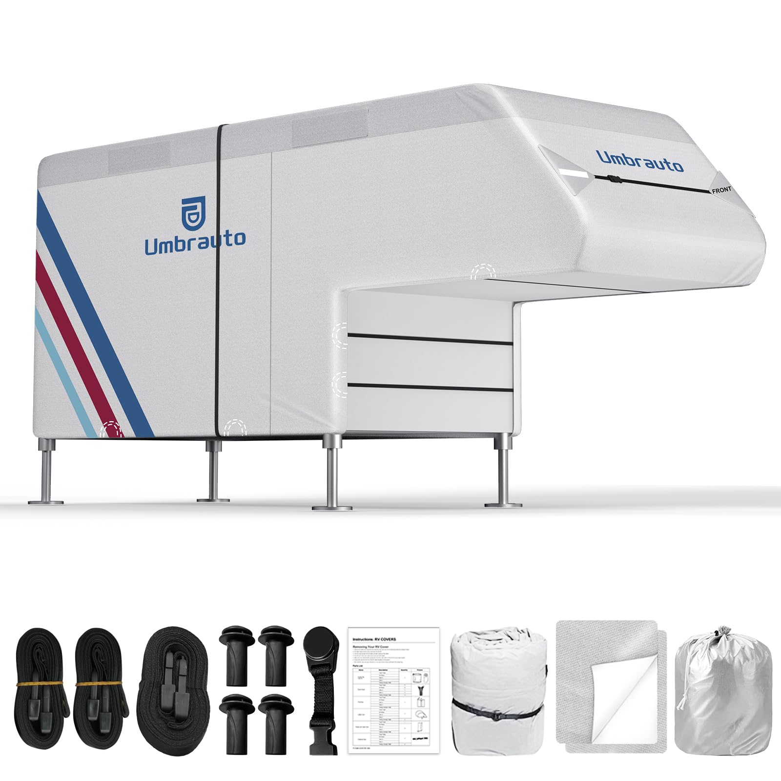 Photo 1 of Truck Camper Cover for 10–12FT Slide-in Campers – 300D Oxford Waterproof RV Cover, Silver-Coated, All-Weather Protection with Windproof Straps & Air Vents