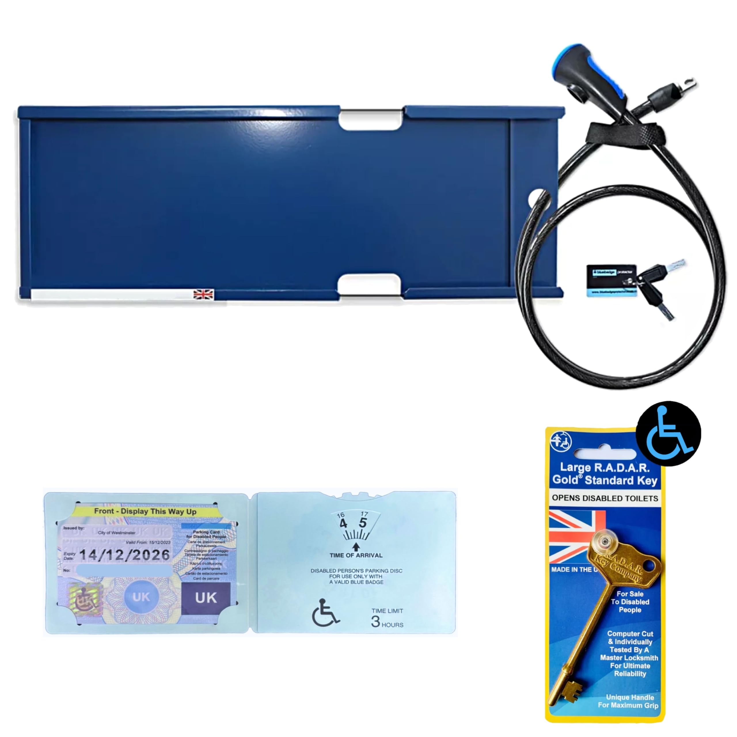 Blue Badge Protector Disabled Anti Theft Holder Lock And RADAR KEY Set Wallet