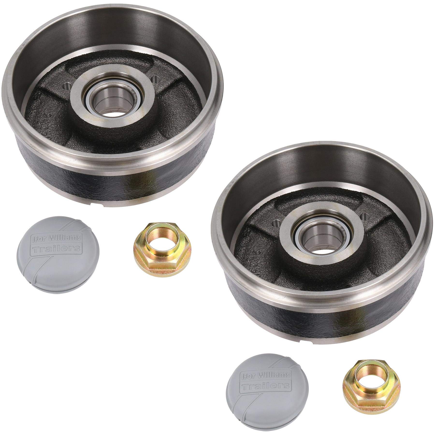 AB Tools 2 szt. 200 x 50 mm bębny hamulcowe i łożyska do przyczepy Ifor Williams 4 sztyfty 5,5 cala PCD